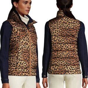 Lands' End Women's Leopard Print Puffer Vest S